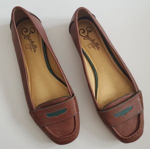 Seychelles leather loafers Brown teal flats shoes